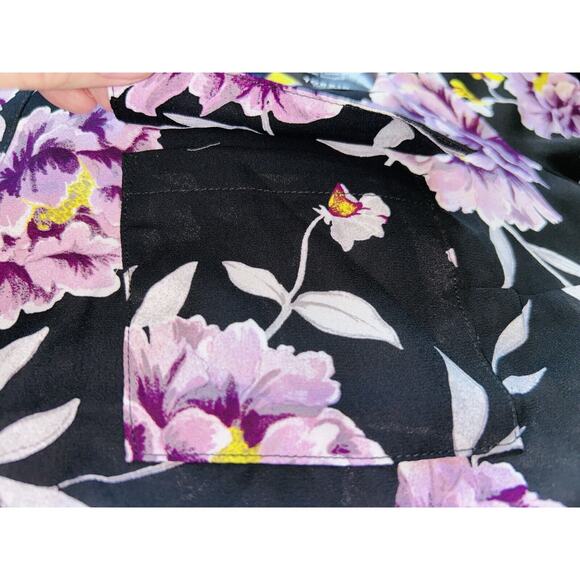 TORRID Blouse Women Black Purple Floral Roll Up Sleeve Harper Size 2xl Tunic NEW - Picture 9 of 16